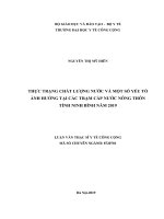 Thực trạng chất lượng nước và một số yếu tố ảnh hưởng tại các trạm cấp nước nông thôn tỉnh ninh bình năm 2019 