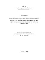 Thực trạng hoạt động quản lý người bệnh đái tháo đường tuýp 2 điều trị ngoại trú tại khoa nội tiết, bệnh viện quận thủ đức, thành phồ hồ chí minh, năm 2018 2019 