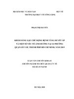Khám sàng lọc chủ động bệnh tăng huyết áp và một số yếu tố ảnh hưởng tại 16 phường quận gò vấp, thành phố hồ chí minh năm 2019 