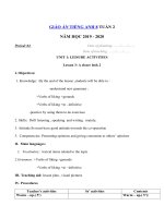 Tải Giáo án tiếng Anh lớp 8 Tuần 2 sách mới - Giáo án điện tử môn tiếng Anh 8 theo tuần