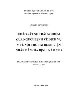 Khảo sát sự trải nghiệm của người bệnh về dịch vụ y tế nội trú tại bệnh viện nhân dân gia định, năm 2019 