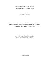 Thực hành chăm sóc trẻ dưới 5 tuổi bị bệnh tay chân miệng và một số yếu tố liên quan của bà mẹ tại huyện tam nông, tỉnh đồng tháp năm 2017 