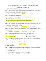 Đề thi giữa kì 1 Vật lý 10 năm học 2020 – 2021