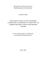 Thực trạng văn hóa an toàn người bệnh và một số yếu tố ảnh hưởng của nhân viên y tế tại bệnh viện trưng vương thành phố hồ chí minh năm 2018 