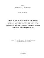 THỰC TRẠNG sử DỤNG DỊCH vụ KHÁM CHỮA BỆNH lần gần NHẤT TRƯỚC NHẬP VIỆN ở TRẺ dưới 6 TUỔI điều TRỊ tại KHOA NHI BỆNH VIỆN đa KHOA TỈNH NINH THUẬN năm 2018 