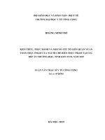 Kiến thức, thực hành và một số yếu tố liên quan về an toàn thực phẩm của người chế biến thực phẩm tại bếp ăn trường học tỉnh kon tum năm 2019 