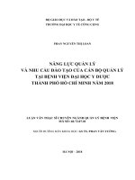 Năng lực quản lý và nhu cầu đào tạo của cán bộ quản lý tại bệnh viện đại học y dược thành phố hồ chí minh 