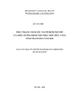 Thực trạng chăm sóc người bệnh nội trú của điều dưỡng bệnh viện phục hồi chức năng tỉnh thanh hóa năm 2018 