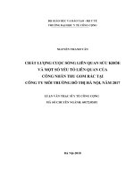 Chất lượng cuộc sống liên quan sức khỏe và một số yếu tố liên quan của công nhân thu gom rác của công ty môi trường đô thị hà nội năm 2017 