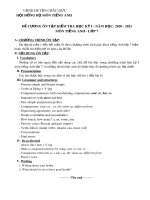 Đề cương ôn tập HK1 môn Tiếng Anh 7 năm 2020-2021 - Trường THCS Quang Trung