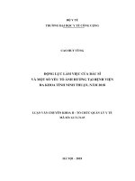 Động lực làm việc của bác sĩ và một số yếu tố ảnh hưởng tại bệnh viện đa khoa tỉnh ninh thuận năm 2018 