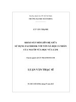Khảo sát mối liên hệ giữa sử dụng facebook với vốn xã hội cá nhân của người vừa học vừa làm   