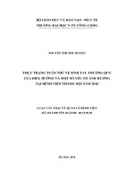 Thực trạng tuân thủ vệ sinh tay thường quy của điều dưỡng và một số yếu tố ảnh hưởng tại một số khoa lâm sàng của bệnh viện tim hà nội năm 2018 