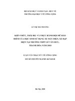 Kiến thức, thái độ và thực hành đội mũ bảo hiểm của học sinh sử dụng xe máy điện ,xe đạp điện tại trường trung học phổ thông lê văn hưu, thanh hóa năm 2018 