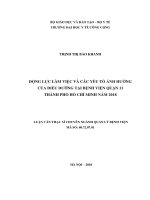 Động lực làm việc và các yếu tố ảnh hưởng của điều dưỡng tại bệnh viện quận 11 thành phố hồ chí minh năm 2018 và một số yếu tố ảnh hưởng 