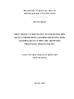 Thực trạng và một số yếu tố ảnh hưởng đến quản lý bệnh nhân lao phổi AFB dương tính tại khoa quản lý điều trị bệnh viện phạm ngọc thạch năm 2017 