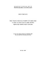 Thực trạng tham gia nghiên cứu khoa học và nhu cầu đào tạo của điều dưỡng bệnh viện thống nhất năm 2018 