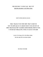 Thực trạng tuân thủ điều trị và một số yếu tố liên quan của bệnh nhân tăng huyết áp điều trị ngoại trú tại khoa khám bệnh, trung tâm y tế huyện thoại sơn, tỉnh an giang năm 2020 