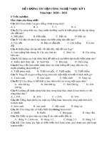 Đề cương ôn tập HK1 môn Công nghệ 7 năm 2020-2021 - Trường THCS Nguyễn Đức Cảnh