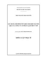 Xây dựng mô hình tồn kho cho kho nguyên liệu của công ty cổ phần gạch men ý mỹ  