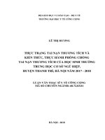 Thực trạng tai nạn thương tích và kiến thức, thực hành phòng chống tai nạn thương tích của học sinh trường trung học cơ sở ngũ hiệp, huyện thanh trì, hà nội năm 2017 2018 