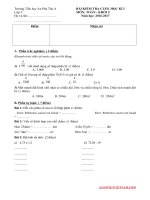 Đề kiểm tra cuối kì 1 lớp 5 có đáp án