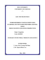 từ ngữ chỉ bộ phận cơ thể người trong tục ngữ ca dao tiếng hán và tiếng việt dưới góc nhìn ngôn ngữ học tri nhận