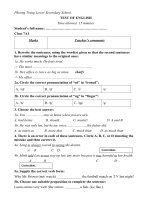 Tải Đề kiểm tra 15 phút lớp 7 môn tiếng Anh trường THCS Phương Trung có đáp án - Kiểm tra 15 phút tiếng Anh lớp 7