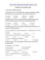 Tải Đề ôn thi vào lớp 10 môn tiếng Anh Sở GD&ĐT Thành phố Hà Nội số 9 - Đề tuyển sinh lớp 10 môn Anh có đáp án