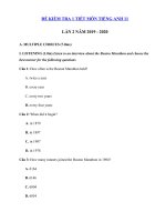 Tải Đề kiểm tra 1 tiết lần 2 tiếng Anh 11 mới năm 2019 - 2020 - Đề kiểm tra tiếng Anh lớp 11 chương trình mới