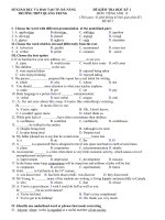 Tải Bộ đề kiểm tra học kì 1 môn Tiếng Anh lớp 12 trường THPT Quang Trung, Đà Nẵng có đáp án - Đề thi học kì 1 môn Tiếng Anh lớp 12 có đáp án