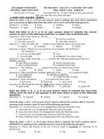 Tải Đề thi KSCL môn tiếng Anh lớp 10 lần 4 trường THPT Liễn Sơn, Vĩnh Phúc năm học 2017-2018 có đáp án - Tài liệu ôn thi lớp 10 môn tiếng Anh