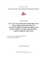 Các yếu tố ảnh hưởng đến hiệu quả hoạt động kinh doanh của doanh nghiệp ngành bất động sản được niêm yết trên thị trường chứng khoán việt nam    