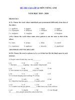 Tải Đề ôn thi vào lớp 10 môn Tiếng Anh năm học 2019 - 2020 số 18 - Đề tuyển sinh lớp 10 môn Tiếng Anh có đáp án