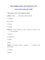 Tải Trắc nghiệm Ngữ pháp tiếng Anh lớp 12 Unit 8 The World Of Work - Bài tập Tiếng Anh 12 mới theo từng Unit có đáp án