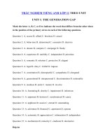 Tải Trắc nghiệm Ngữ âm tiếng Anh lớp 11 Unit 1 The Generation Gap - Bài tập tiếng Anh 11 mới theo từng Unit có đáp án