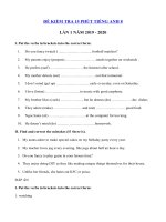 Tải Đề kiểm tra 15 phút lần 1 môn tiếng Anh lớp 8 - Đề kiểm tra tiếng Anh 8 có đáp án