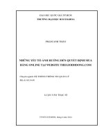 Những yếu tố ảnh hưởng đến quyết định mua hàng online tại website thegioididong com  