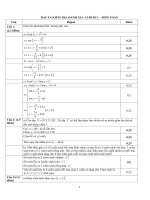 Đáp án đề kiểm tra - đánh giá môn Toán cuối kỳ 1 năm học 2020-2021.