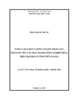 Nâng cao chất lượng nguồn nhân lực đáp ứng yêu cầu đẩy mạnh công nghiệp hóa, hiện đại hóa ở tỉnh tiền giang  