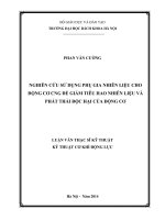 Nghiên cứu sử dụng phụ gia nhiên liệu cho động cơ CNC để giảm tiêu hao nhiên liệu và phát thải độc hại của động cơ