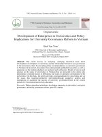 Phát triển doanh nghiệp trong trường đại học và những gợi ý chính sách về đổi mới quản trị đại học ở Việt Nam