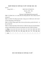 Đề thi học kì 1 Địa lí 7 năm học 2020 – 2021