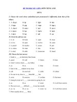 Tải Đề thi học kì 1 lớp 6 môn Tiếng Anh năm học 2018 - 2019 số 5 - Ôn thi cuối học kì 1 môn Tiếng Anh lớp 6 có đáp án