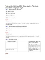 Trắc nghiệm Sinh học 8 Bài 16 (có đáp án)