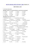 Tải Đề ôn thi học sinh giỏi lớp 8 môn Tiếng Anh năm học 2019 - 2020 số 6 - Đề thi học sinh giỏi môn tiếng Anh 8 có đáp án