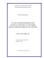 Các yếu tố ảnh hưởng đến kỹ năng làm việc của sinh viên vừa tốt nghiệp đánh giá theo quan điểm của cựu sinh viên  