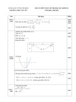 Đáp án đề kiểm tra - đánh giá môn Toán cuối kỳ 1 năm học 2020-2021.