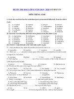 Tải Đề ôn thi học sinh giỏi lớp 8 môn Tiếng Anh năm học 2019 - 2020 số 5 - Đề thi học sinh giỏi môn tiếng Anh 8 có đáp án