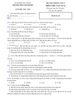 Tải Đề thi thử THPT Quốc gia môn Vật lý lần 2 năm 2016 trường THPT Ngô Sĩ Liên, Bắc Giang - Đề thi thử đại học năm 2016 môn Vật lý có đáp án